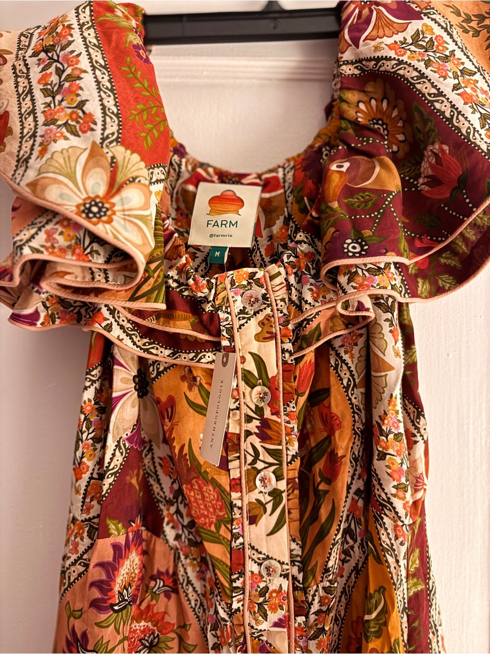 FARM Rio Rust Floral Ruffle Maxi Dress - Picture 3 of 3